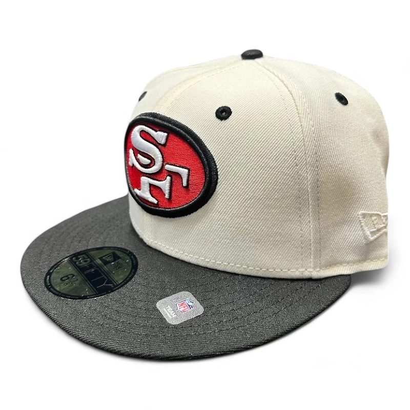 San Francisco 49ers Chrome and Black Two Tone NFL Patch Gray UV New Era 59FIFTY Fitted Hat