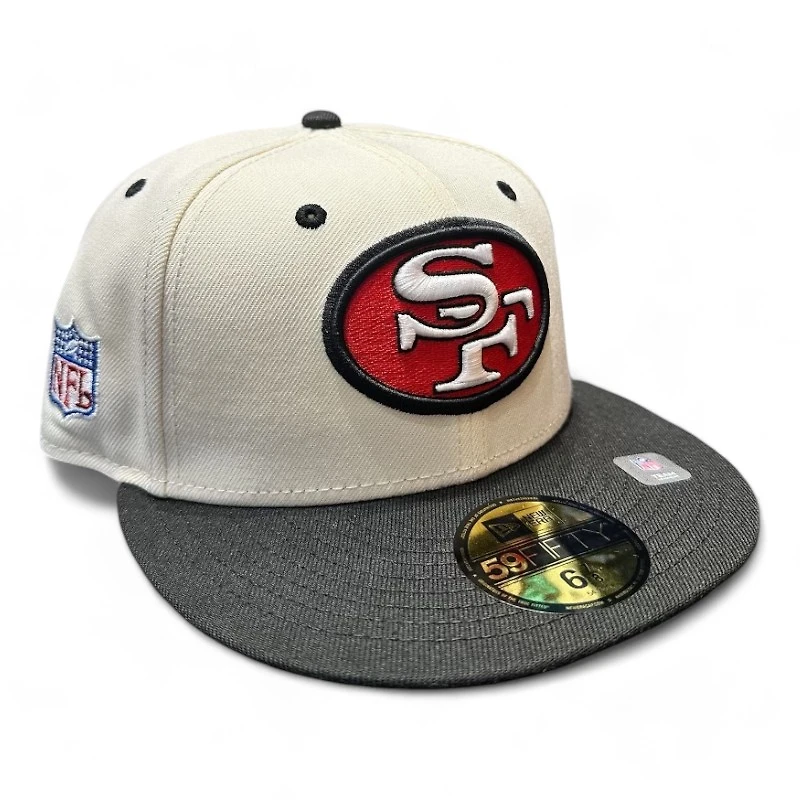 San Francisco 49ers Chrome and Black Two Tone NFL Patch Gray UV New Era 59FIFTY Fitted Hat