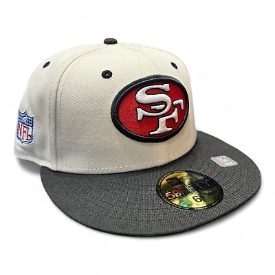 San Francisco 49ers Chrome and Black Two Tone NFL Patch Gray UV New Era 59FIFTY Fitted Hat