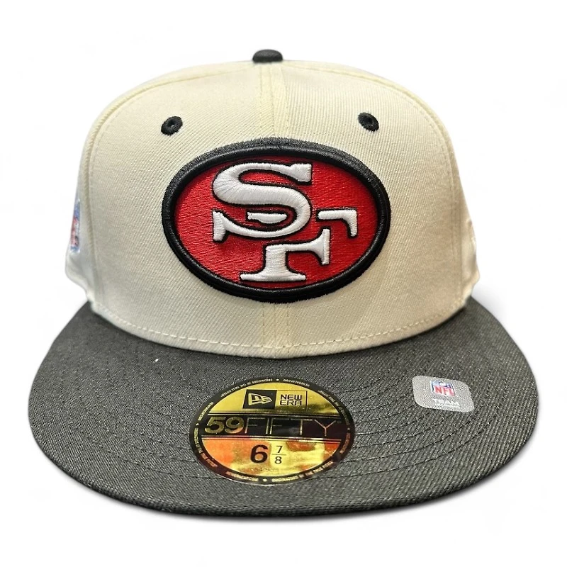 San Francisco 49ers Chrome and Black Two Tone NFL Patch Gray UV New Era 59FIFTY Fitted Hat