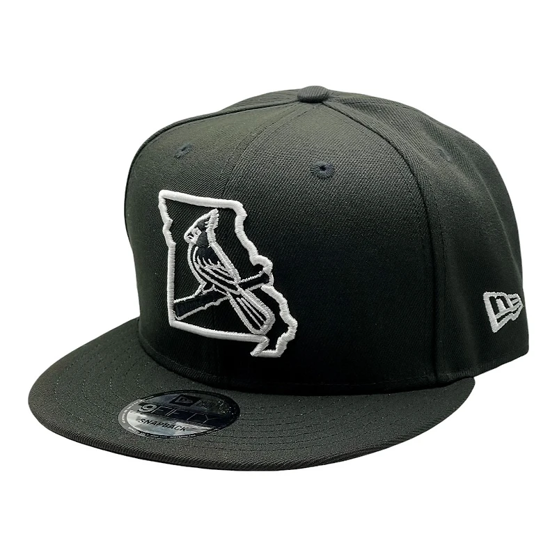 St. Louis Cardinals Black and White Bird and State Logo Black UV New Era 9FIFTY Snapback Hat