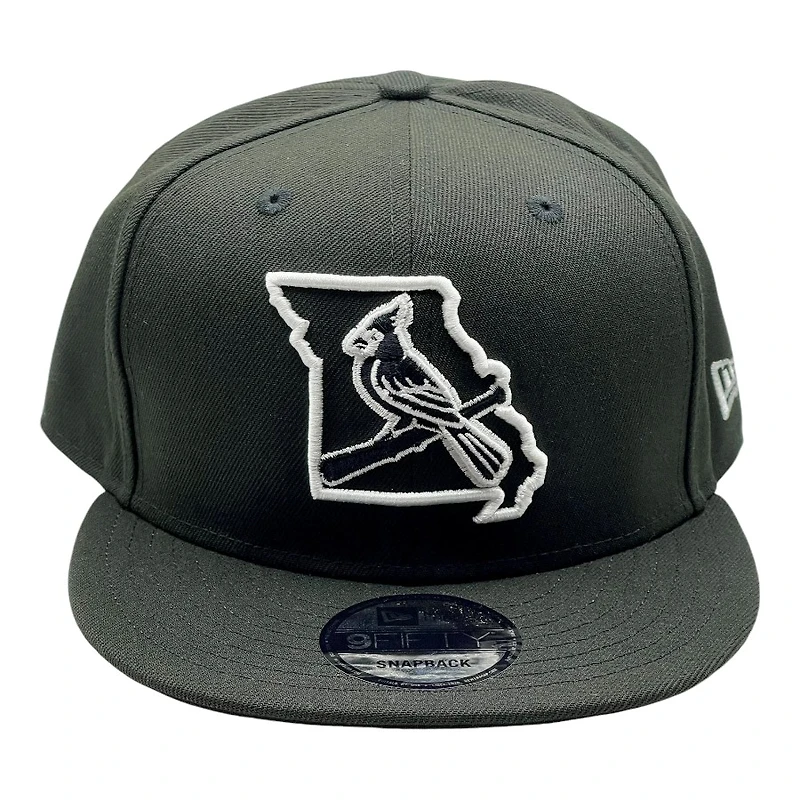 St. Louis Cardinals Black and White Bird and State Logo Black UV New Era 9FIFTY Snapback Hat