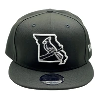 St. Louis Cardinals Black and White Bird and State Logo Black UV New Era 9FIFTY Snapback Hat