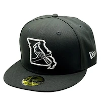 St. Louis Cardinals Black and White Cardinal State Outline Logo UV New Era 59FIFTY Fitted Hat