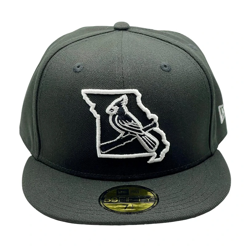 St. Louis Cardinals Black and White Cardinal State Outline Logo UV New Era 59FIFTY Fitted Hat