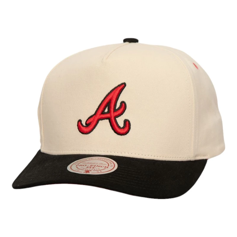 Atlanta Braves Cream Pro Pinch Fit Mitchell & Ness Snapback Hat