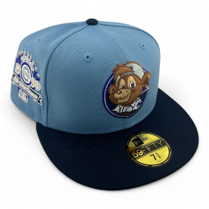 Chicago Cubs Light Blue and Navy 1990 All Star Game Patch Gray UV New Era 59FIFTY Fitted Hat