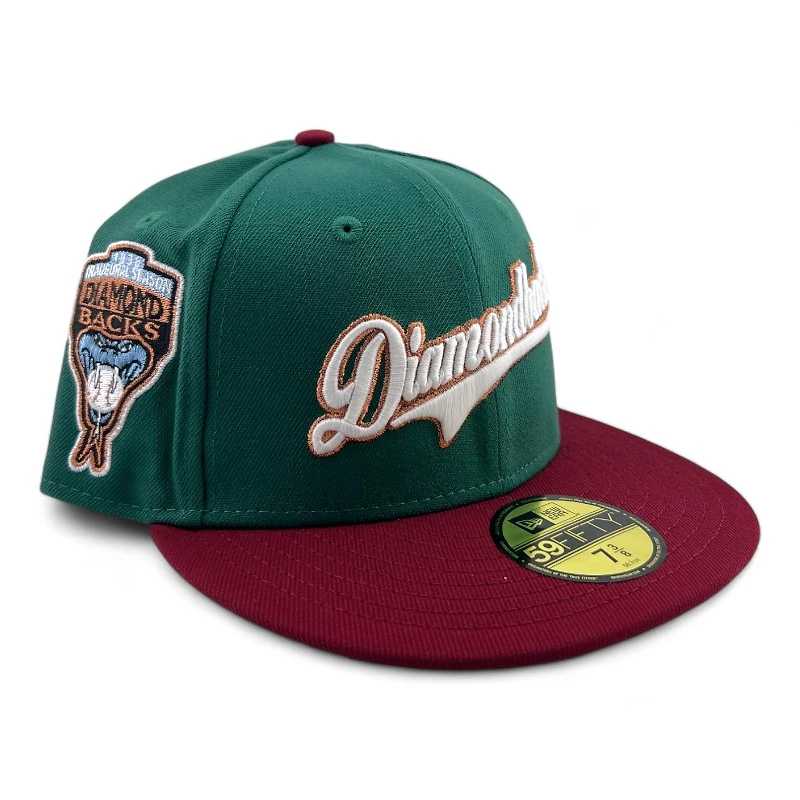 Arizona Diamondbacks Green and Red Script "Coconino" 1998 Inaugural Patch Icy Blue UV New Era 59FIFTY Fitted Hat