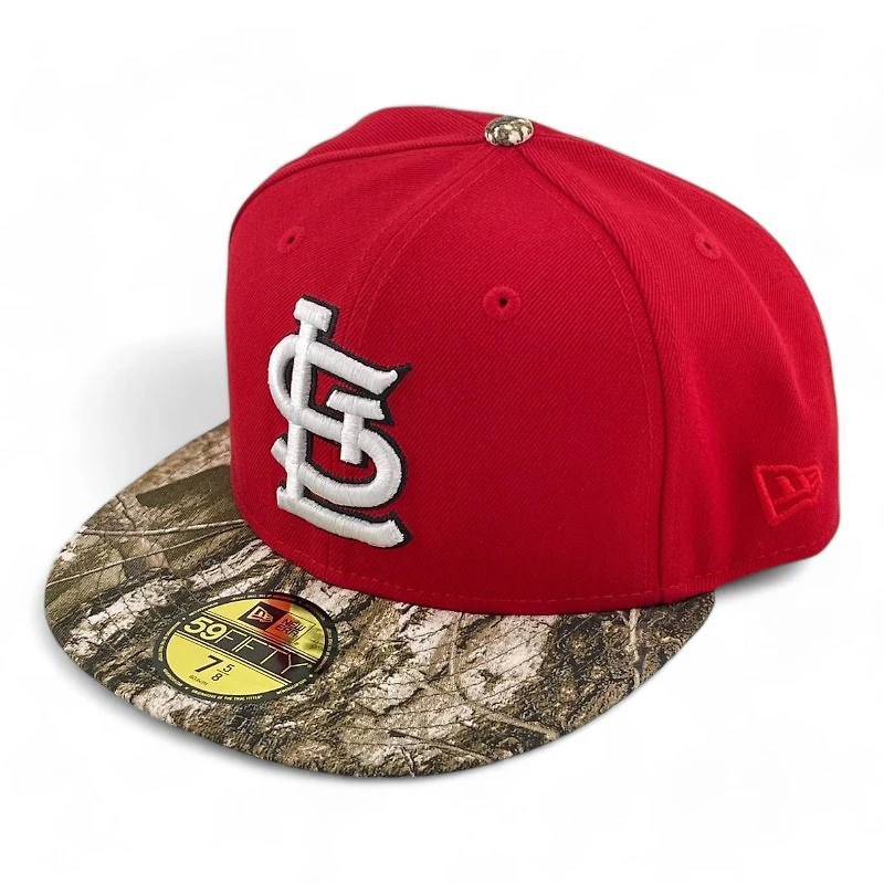 St. Louis Cardinals Red and Realtree STL Logo Busch Stadium Patch Gray UV New Era 59FIFTY Fitted Hat