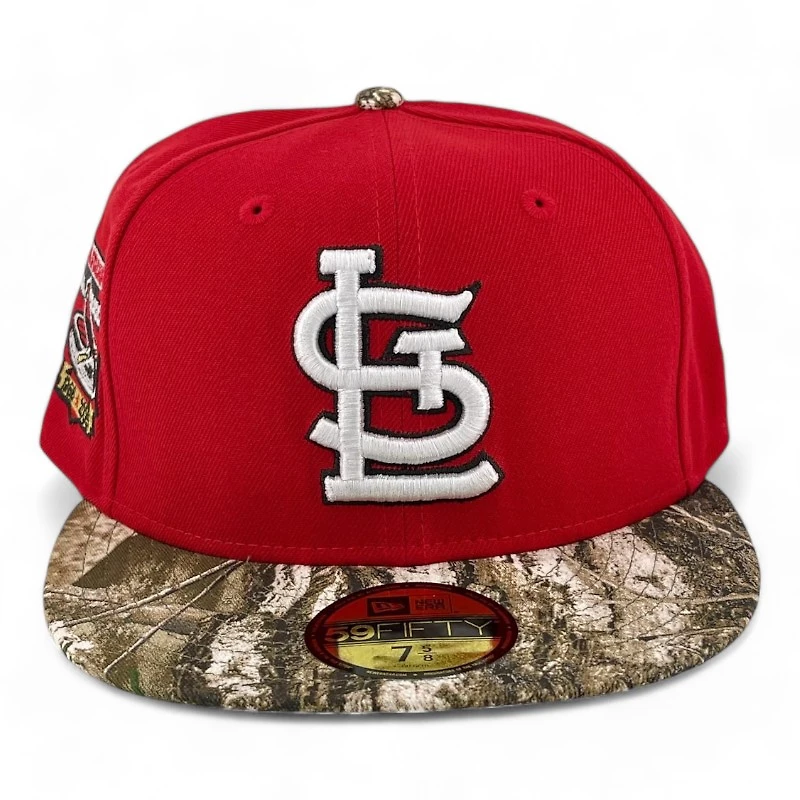 St. Louis Cardinals Red and Realtree STL Logo Busch Stadium Patch Gray UV New Era 59FIFTY Fitted Hat
