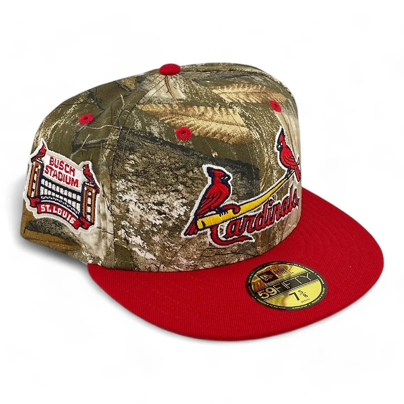 St. Louis Cardinals Realtree and Red Busch Stadium Patch Dark Green UV New Era 59FIFTY Fitted Hat