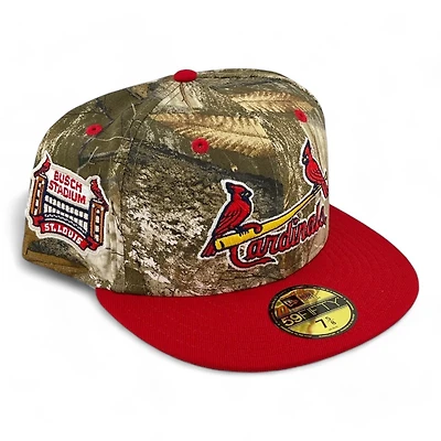 St. Louis Cardinals Realtree and Red Busch Stadium Patch Dark Green UV New Era 59FIFTY Fitted Hat