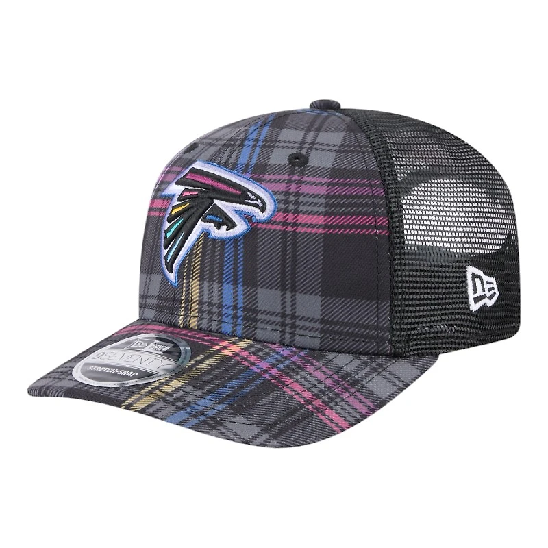 Atlanta Falcons 2024 NFL Crucial Catch Plaid New Era 9SEVENTY Trucker Snapback Hat
