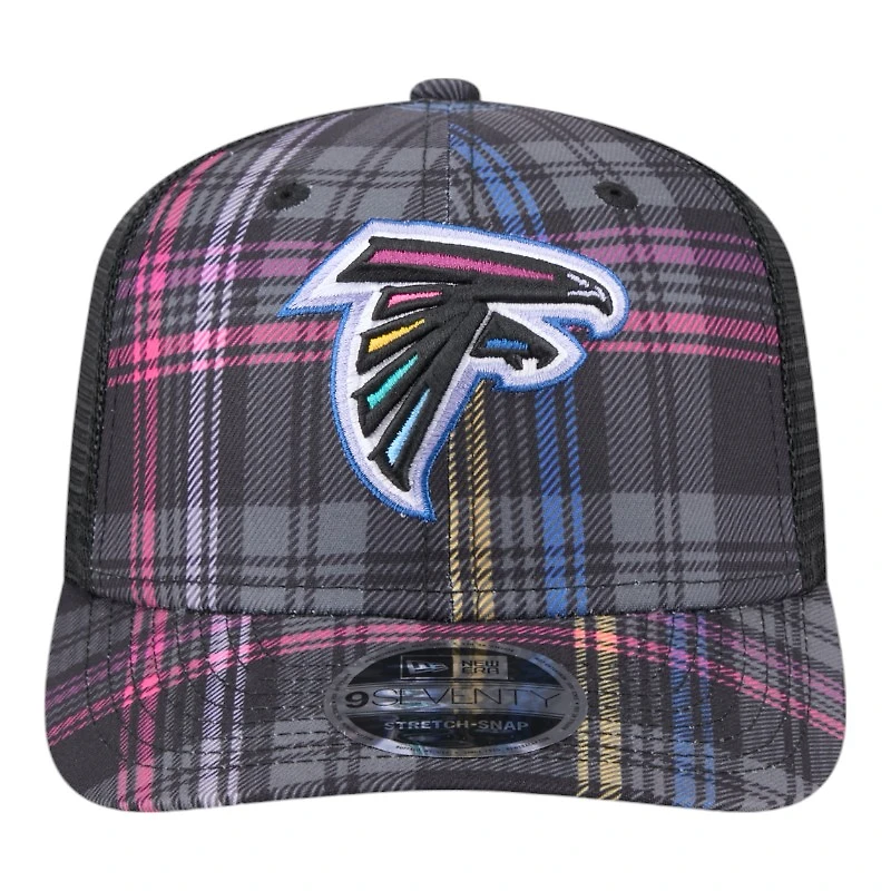 Atlanta Falcons 2024 NFL Crucial Catch Plaid New Era 9SEVENTY Trucker Snapback Hat