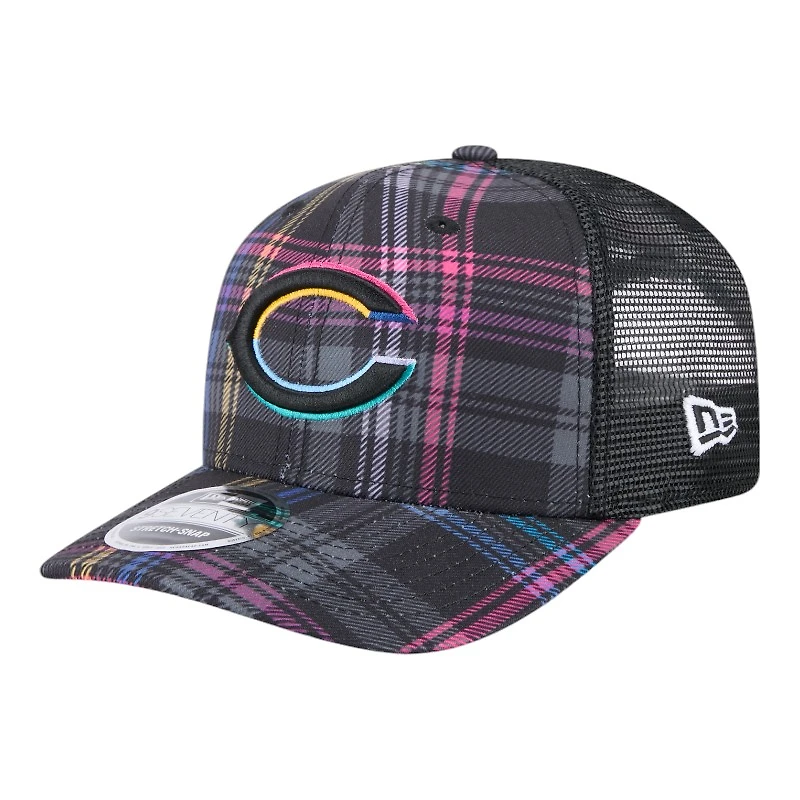 Chicago Bears 2024 NFL Crucial Catch Plaid New Era 9SEVENTY Trucker Snapback Hat