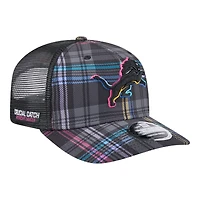 Detroit Lions 2024 NFL Crucial Catch Plaid New Era 9SEVENTY Trucker Snapback Hat
