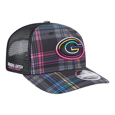 Green Bay Packers 2024 NFL Crucial Catch Plaid New Era 9SEVENTY Trucker Snapback Hat