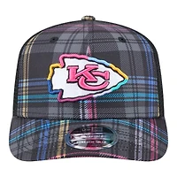 Kansas City Chiefs 2024 NFL Crucial Catch Plaid New Era 9SEVENTY Trucker Snapback Hat