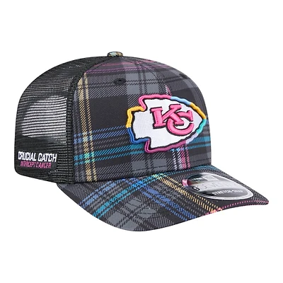 Kansas City Chiefs 2024 NFL Crucial Catch Plaid New Era 9SEVENTY Trucker Snapback Hat