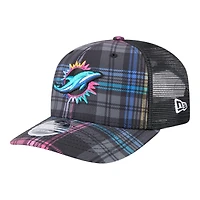 Miami Dolphins 2024 NFL Crucial Catch Plaid New Era 9SEVENTY Trucker Snapback Hat