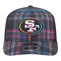 San Francisco 49ers 2024 NFL Crucial Catch Plaid New Era 9SEVENTY Trucker Snapback Hat