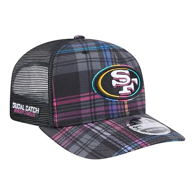 San Francisco 49ers 2024 NFL Crucial Catch Plaid New Era 9SEVENTY Trucker Snapback Hat