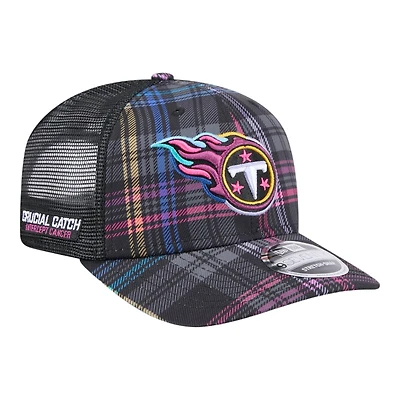 Tennessee Titans 2024 NFL Crucial Catch Plaid New Era 9SEVENTY Trucker Snapback Hat