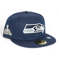 Seattle Seahawks Navy "DPM NFL Pack" Super Bowl XLVIII Patch Gray UV New Era 59Fifty Fitted Hat