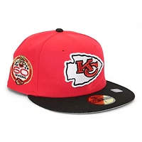 Kansas City Chiefs Red and Black "DPM NFL Pack" 60 Seasons Patch Gray UV New Era 59Fifty Fitted Hat