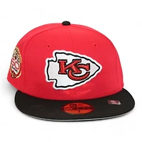 Kansas City Chiefs Red and Black "DPM NFL Pack" 60 Seasons Patch Gray UV New Era 59Fifty Fitted Hat