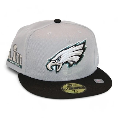 Philadelphia Eagles Gray and Black "DPM NFL Pack" Super Bowl LII Patch UV New Era 59Fifty Fitted Hat
