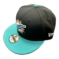 Youth Miami Dolphins Black and Aqua New Era 9FIFTY Snapback Hat