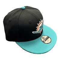 Youth Miami Dolphins Black and Aqua New Era 9FIFTY Snapback Hat
