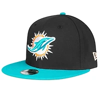 Youth Miami Dolphins Black and Aqua New Era 9FIFTY Snapback Hat