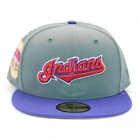 Cleveland Indians Pine Green and Blue Inaugural Season at Jacobs Field Patch Gray UV New Era 59Fifty Fitted Hat