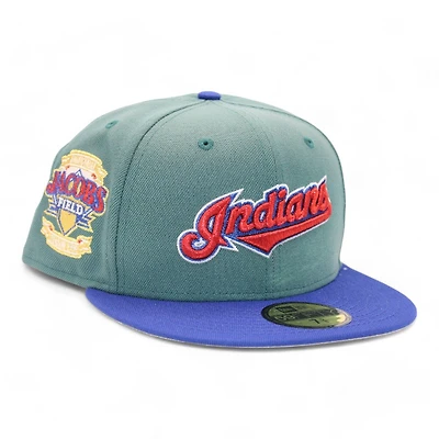 Cleveland Indians Pine Green and Blue Inaugural Season at Jacobs Field Patch Gray UV New Era 59Fifty Fitted Hat