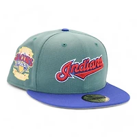 Cleveland Indians Pine Green and Blue Inaugural Season at Jacobs Field Patch Gray UV New Era 59Fifty Fitted Hat