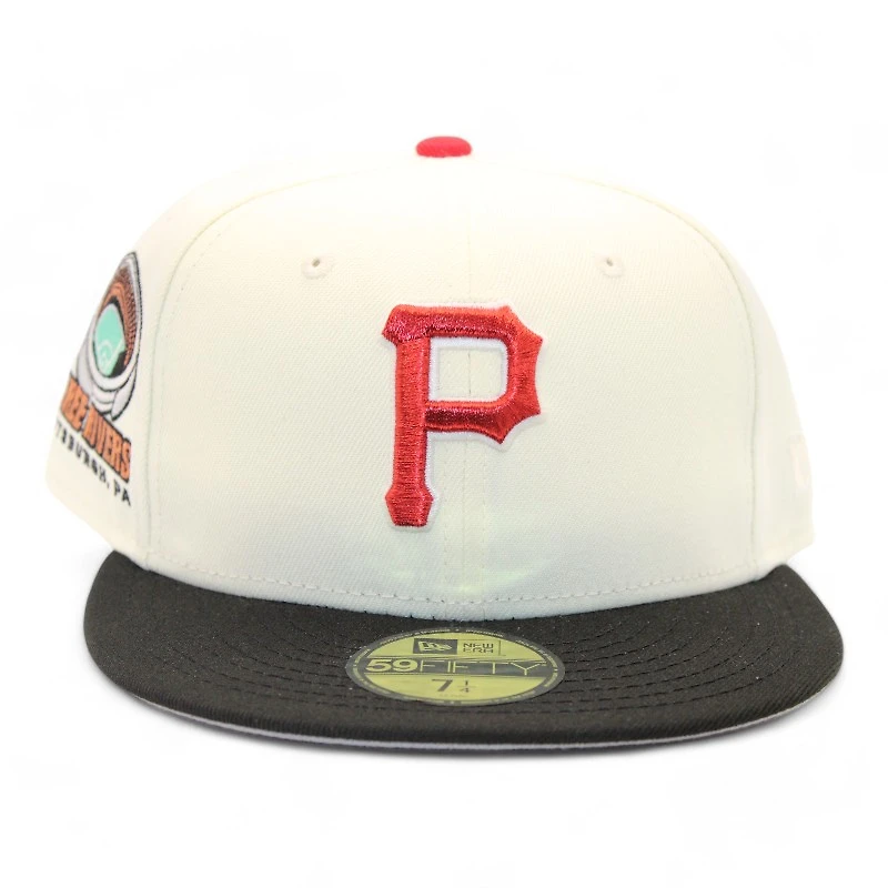 Pittsburgh Pirates Cream and Black Three Rivers Stadium Patch Gray UV New Era 59Fifty Fitted Hat
