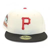Pittsburgh Pirates Cream and Black Three Rivers Stadium Patch Gray UV New Era 59Fifty Fitted Hat