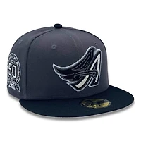 Los Angeles Angels Graphite and Black 50th Anni Patch Pink UV New Era 59FIFTY Fitted Hat
