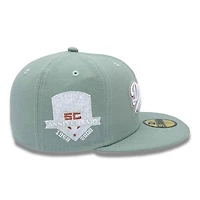 Los Angeles Dodgers Script Everest Green 50th Anni Patch Pink UV New Era 59FIFTY Fitted Hat