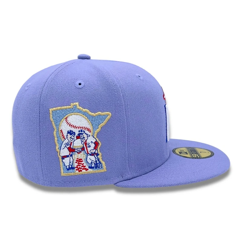 Minnesota Twins Purple State Patch Gray UV New Era 59FIFTY Fitted Hat