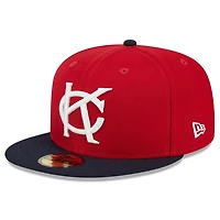 Kansas City Monarchs Red and Navy Original Big League Chew Gray UV New Era 59FIFTY Fitted Hat