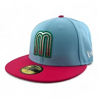 Mexico Blue and Pink Ombre Logo Flag Patch Gray UV New Era 59FIFTY Fitted Hat