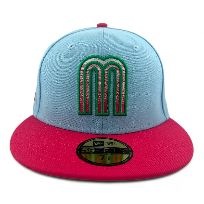 Mexico Blue and Pink Ombre Logo Flag Patch Gray UV New Era 59FIFTY Fitted Hat