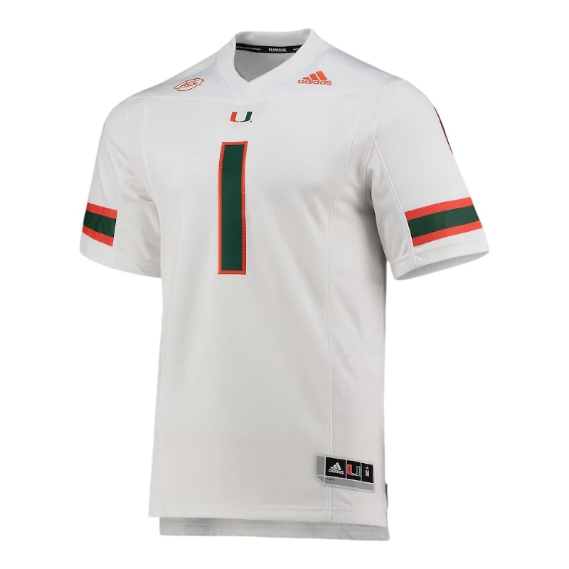 Miami Hurricanes White Adidas Team Premier NCAA Football Jersey