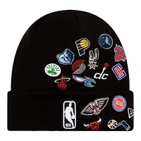NBA Black New Era All Over Logos Beanie Knit Hat
