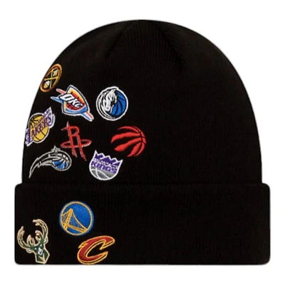 NBA Black New Era All Over Logos Beanie Knit Hat