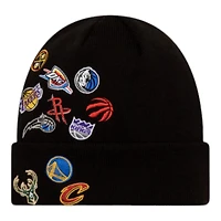 NBA Black New Era All Over Logos Beanie Knit Hat