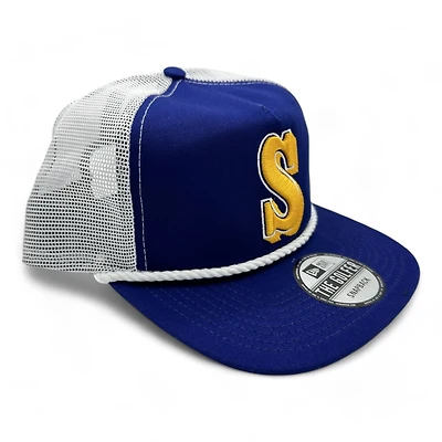 Seattle Mariners Retro Royal and White Mesh New Era Rope Golfer Snapback hat